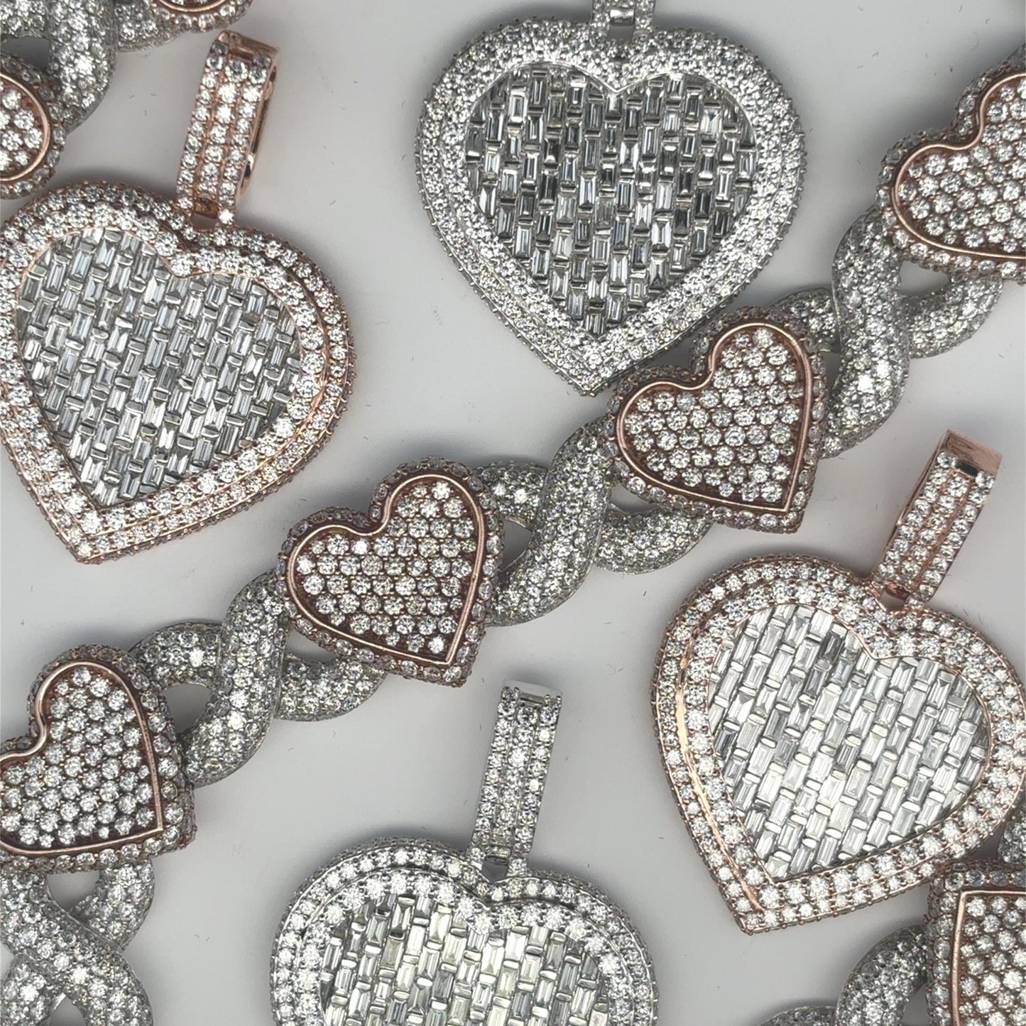 Natural Diamond & Baguette Heart Pendant