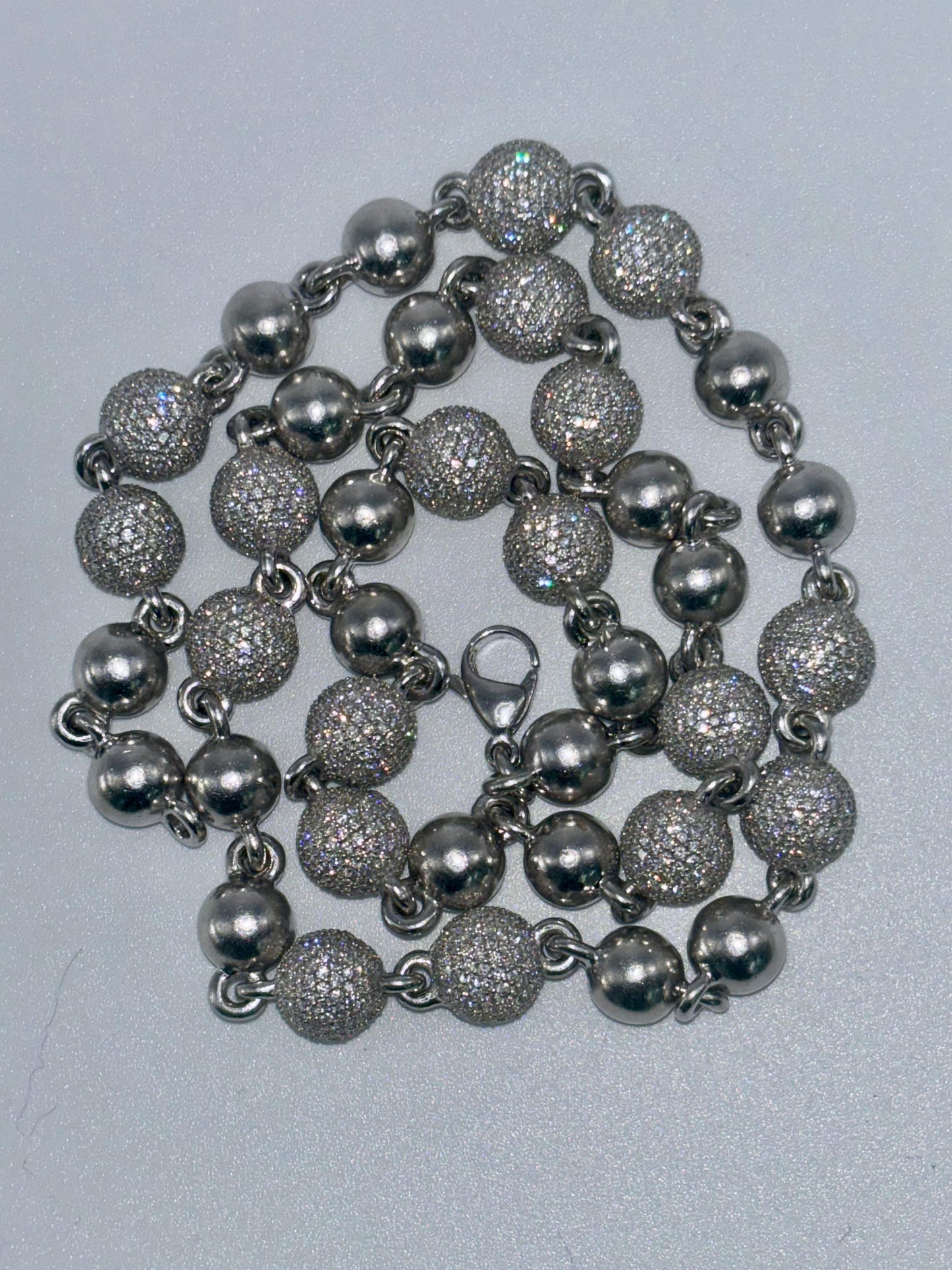 Solid Gold & Diamond Ball Link Chain
