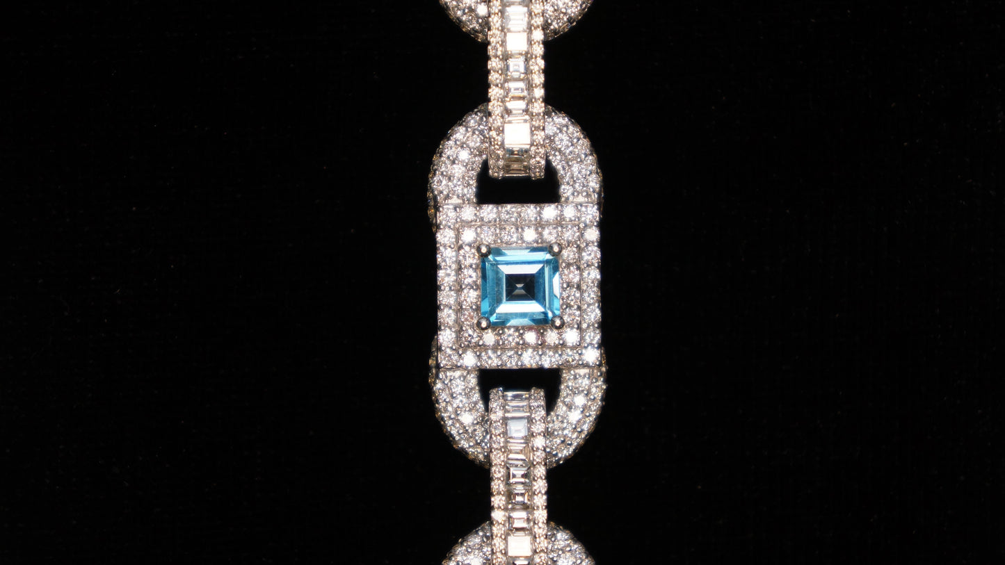 10K White Gold Gucci Link Chain – 30CT Natural Diamonds