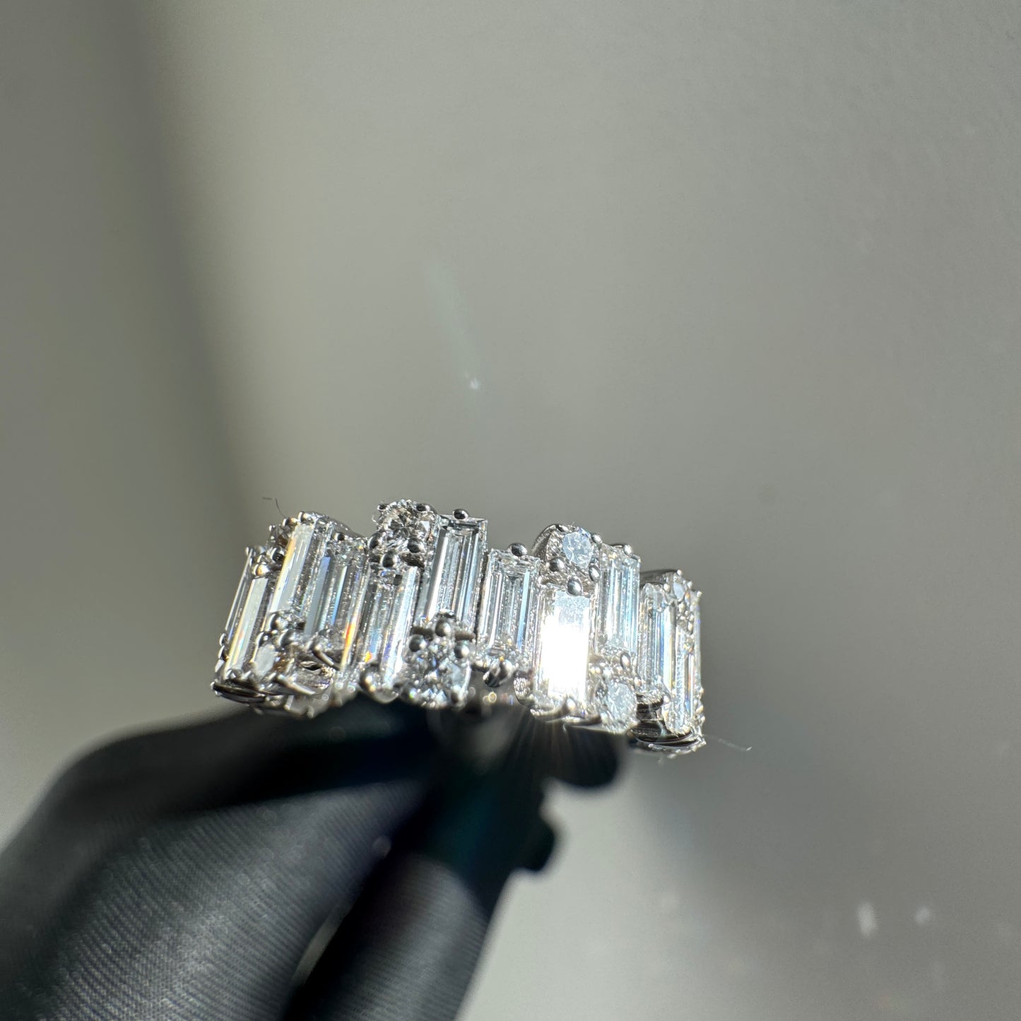Baguette & Round Diamond” Lazo Semi Eternity Band