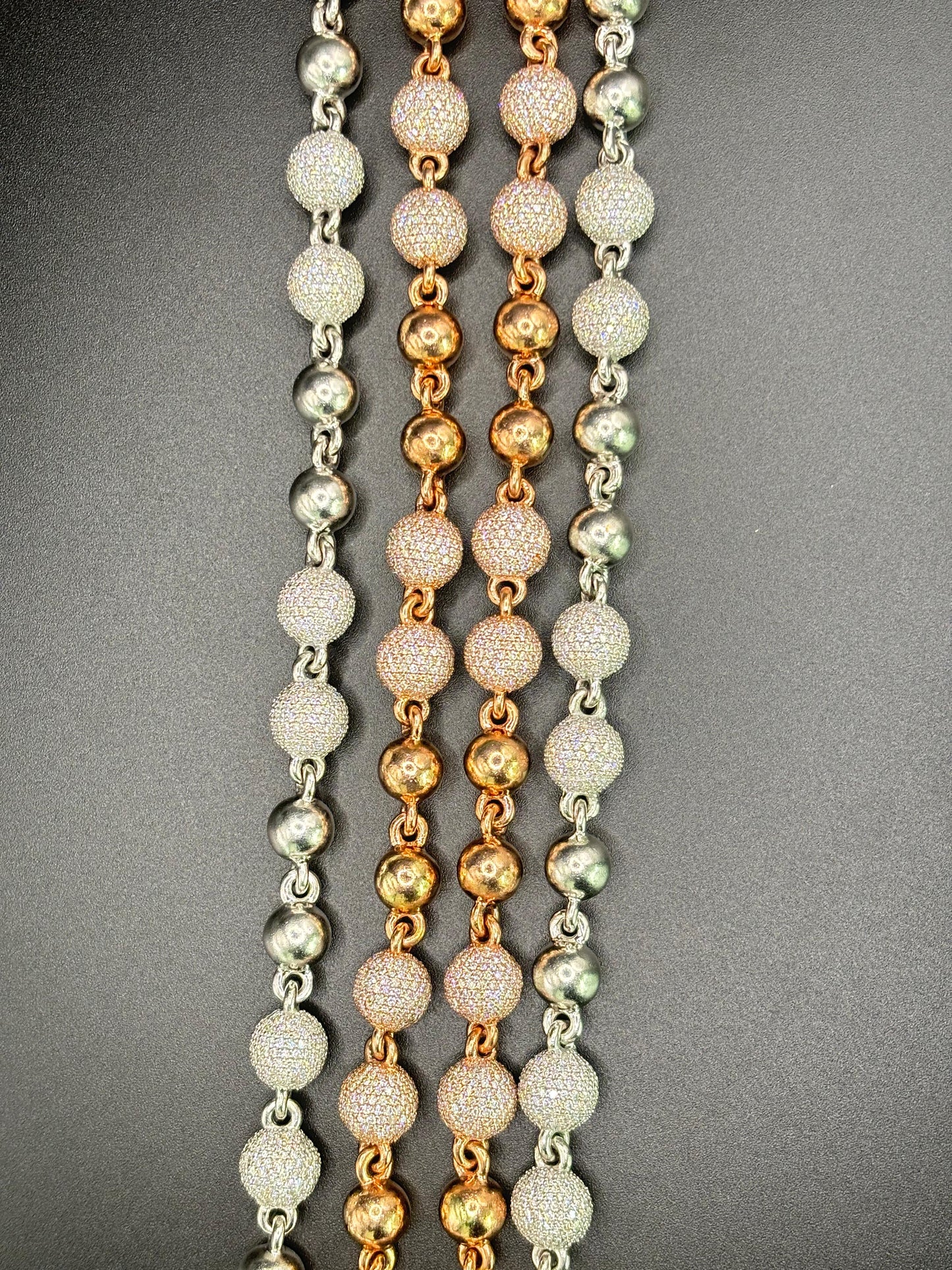 Solid Gold & Diamond Ball Link Chain