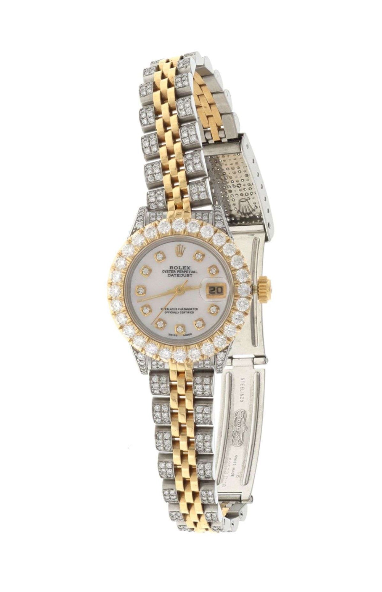 Rolex DateJust Stainless steel & 18k Yellow Gold 26MM Iced Out