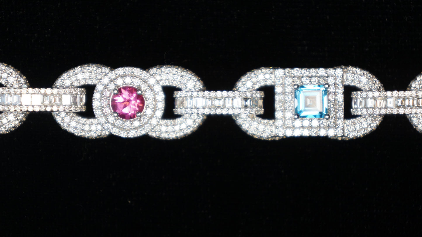 10K White Gold Gucci Link Chain – 30CT Natural Diamonds