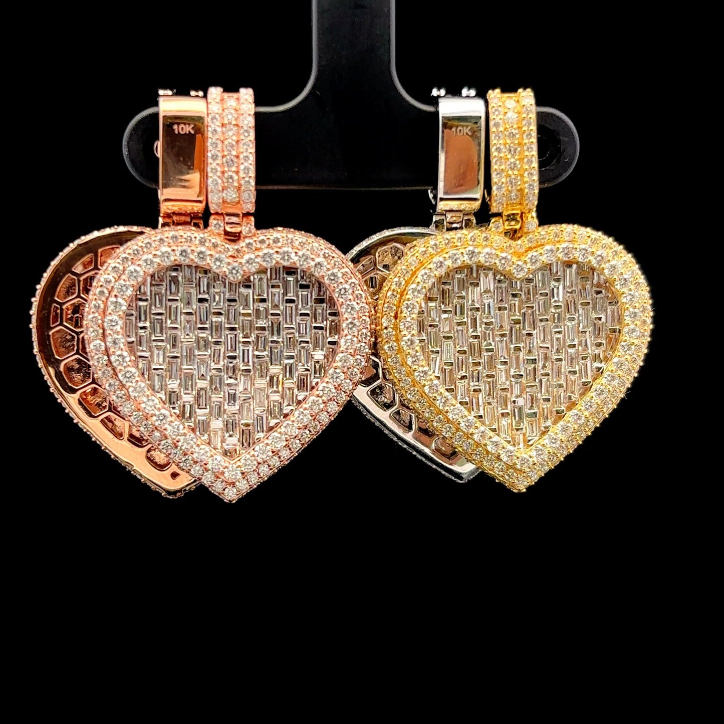 Natural Diamond & Baguette Heart Pendant
