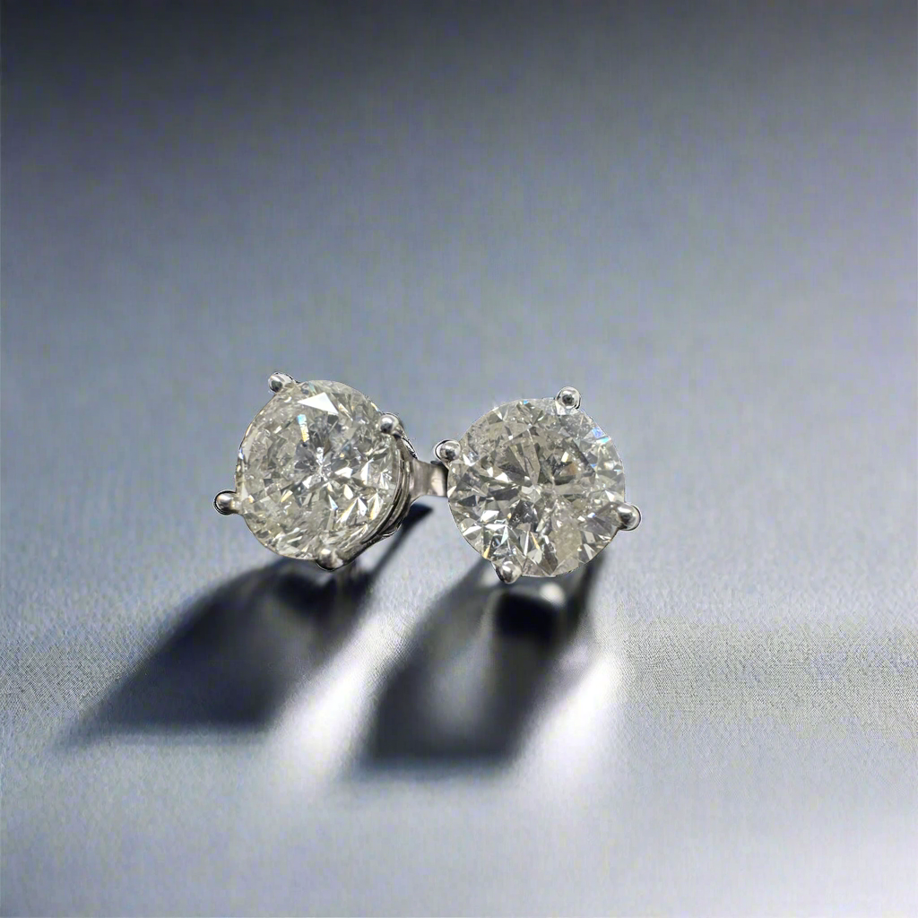 Exquisite 2.46 Carat Total Weight Natural Diamond Studs – Set in 14K White Gold