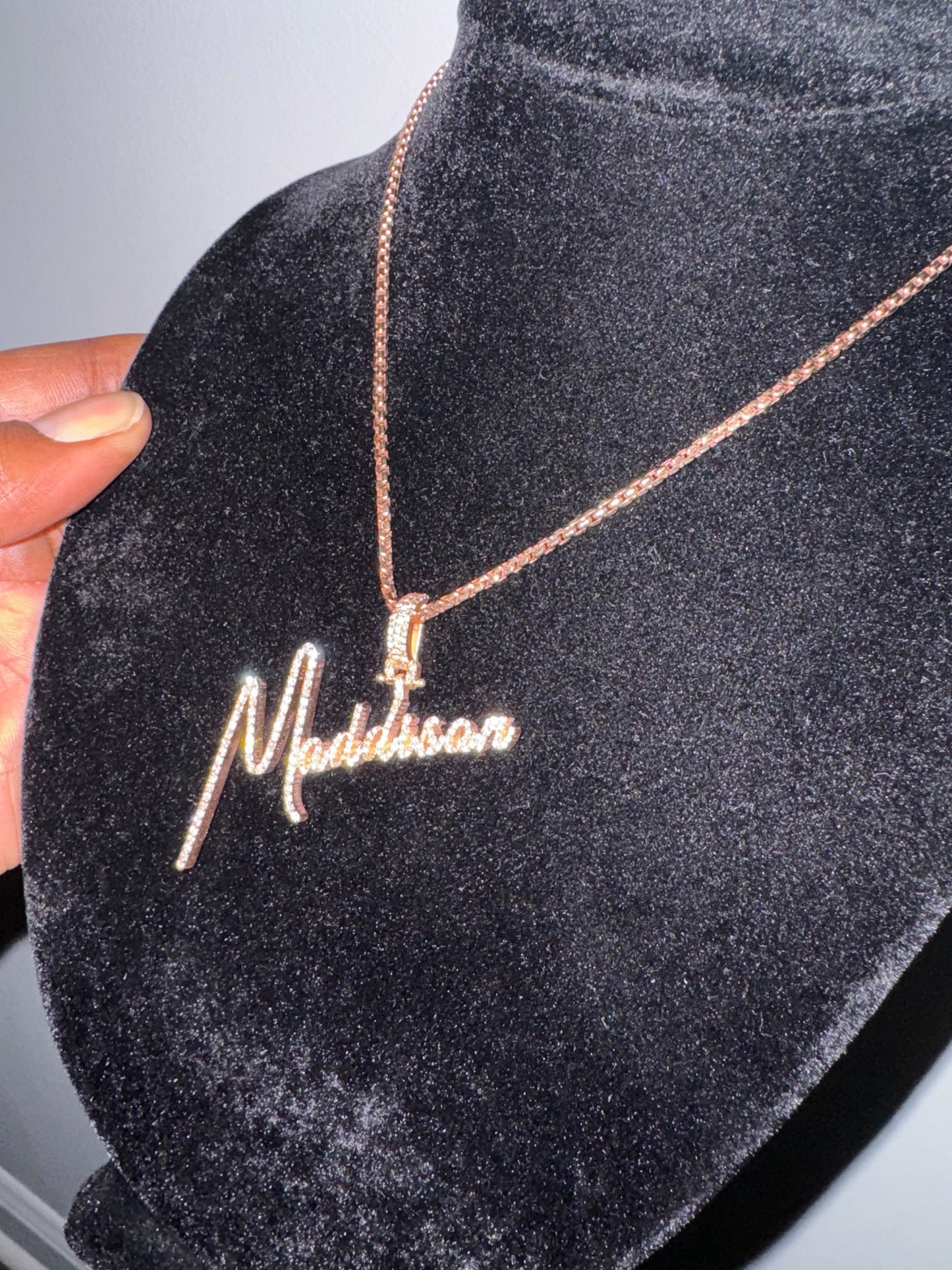 Natural Diamond & Gold Name Pendant
