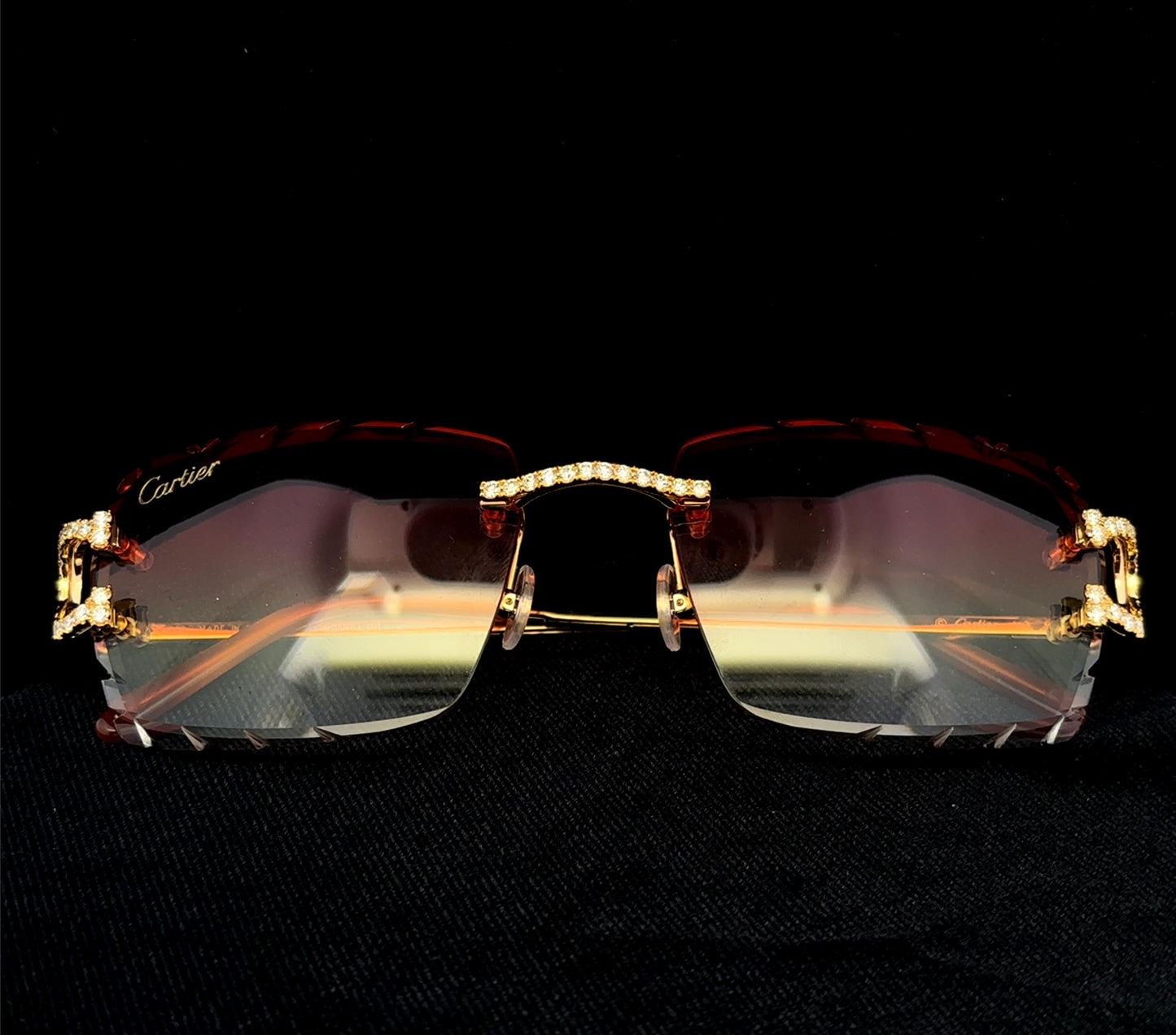 White or Gold Cartier Rimless Wire Frames with 8.7g Gold & 5.49CT VS Diamonds