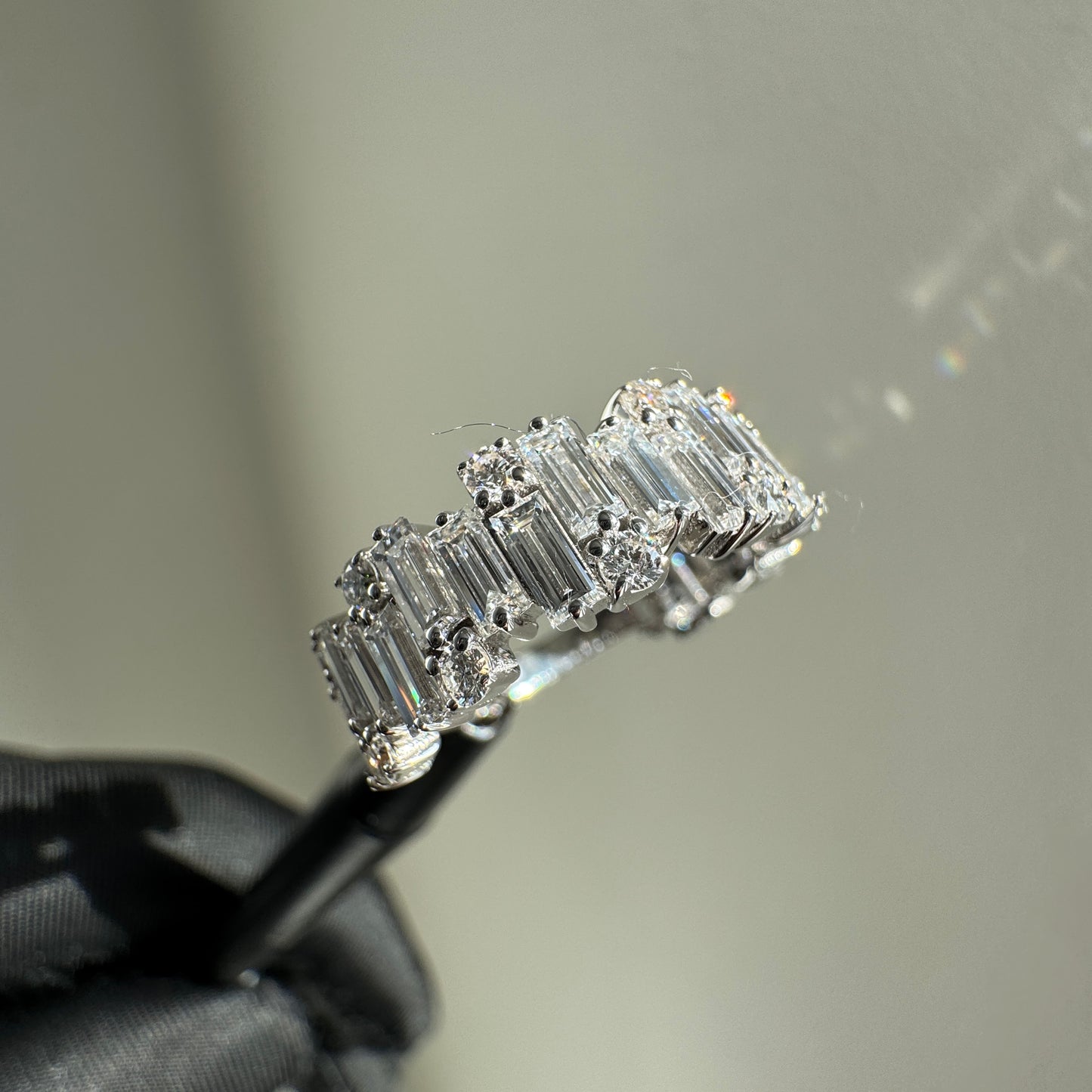 Baguette & Round Diamond” Lazo Semi Eternity Band