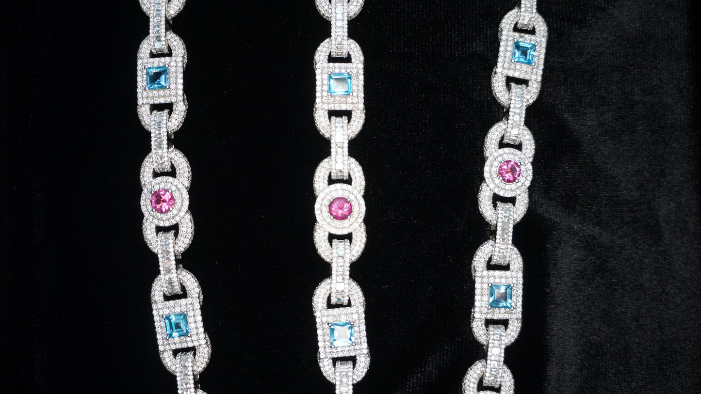 10K White Gold Gucci Link Chain – 30CT Natural Diamonds