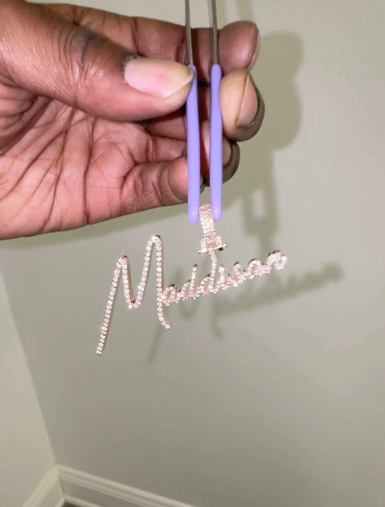 Natural Diamond & Gold Name Pendant