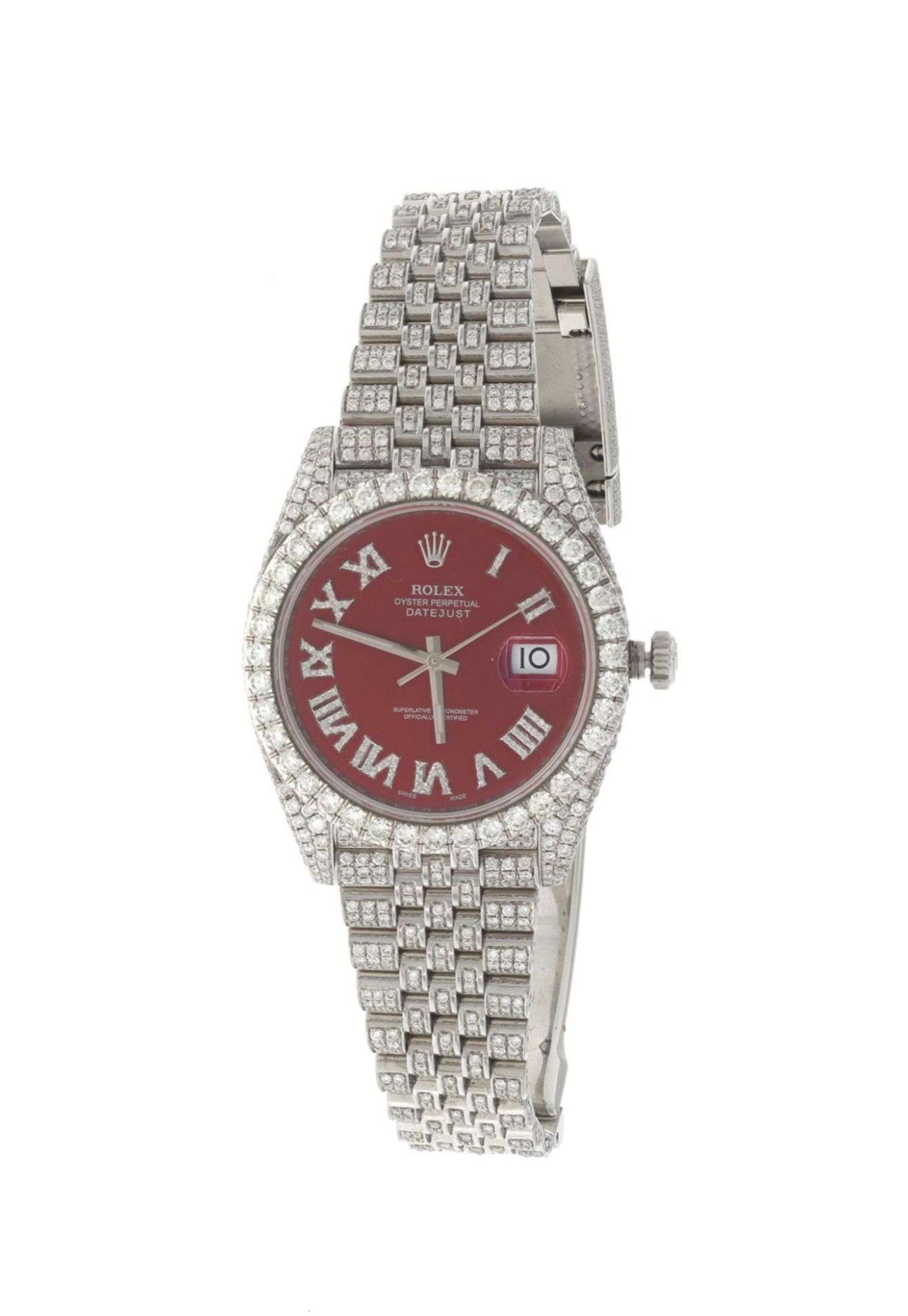 Rolex Datejust 41mm - Red Wine Iced Out Watch