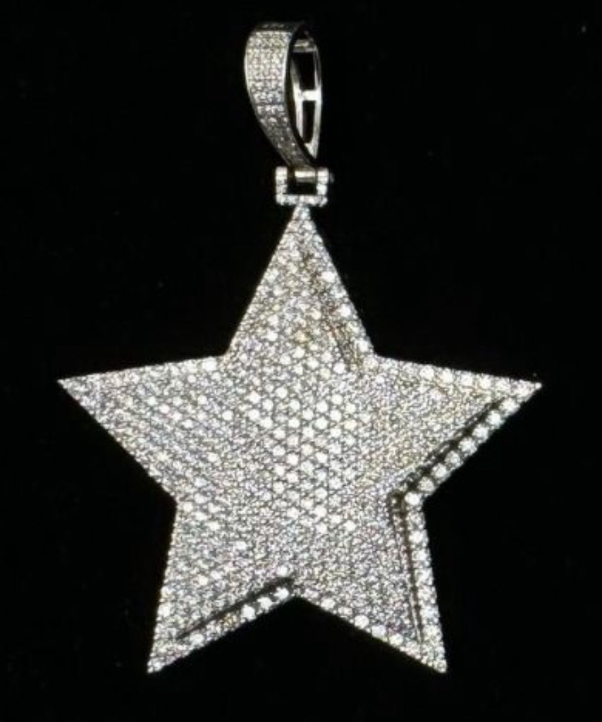10K White Gold Star Pendant – 6.35ct VS Natural Diamonds