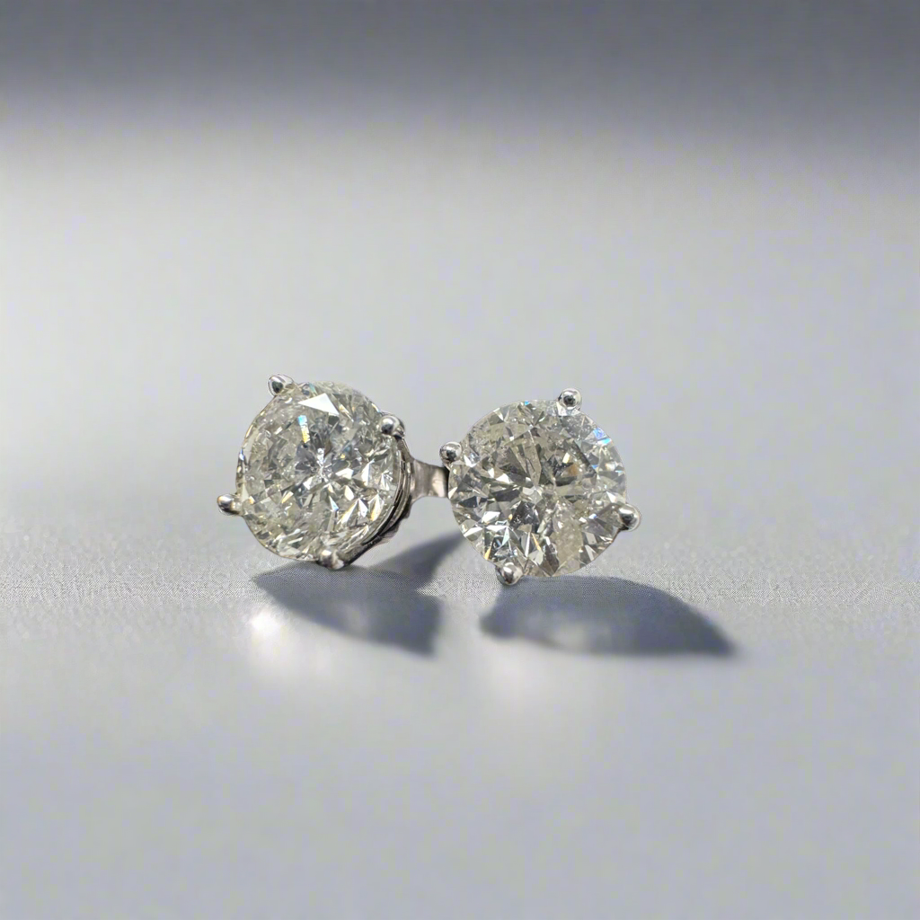 Exquisite 4.02 Carat Total Weight Natural Diamond Studs β Set in 14K White Gold
