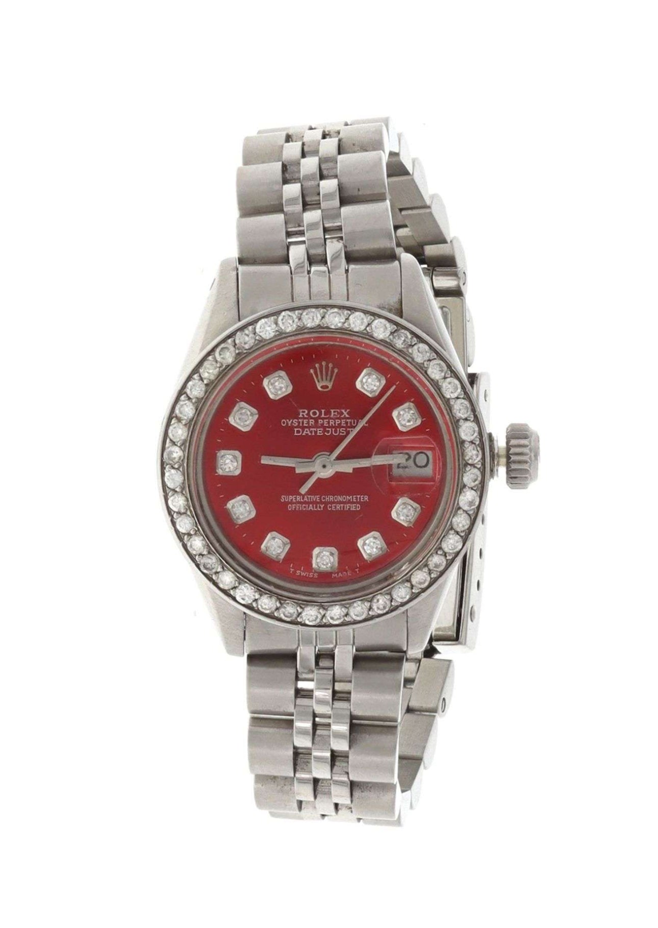 ROLEX 26MM Stainless Steel Rolex DateJust w Diamond Bezel