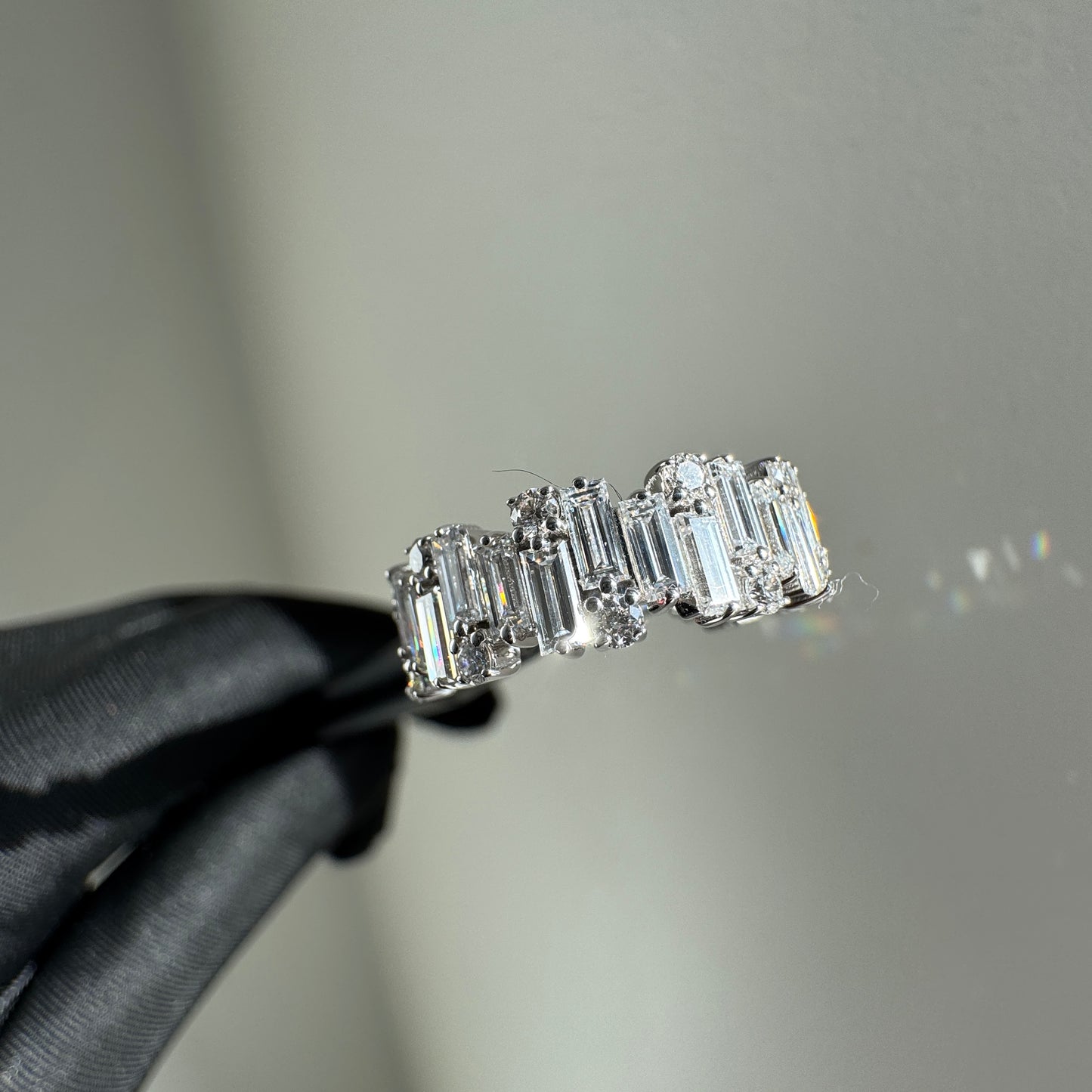 Baguette & Round Diamond” Lazo Semi Eternity Band