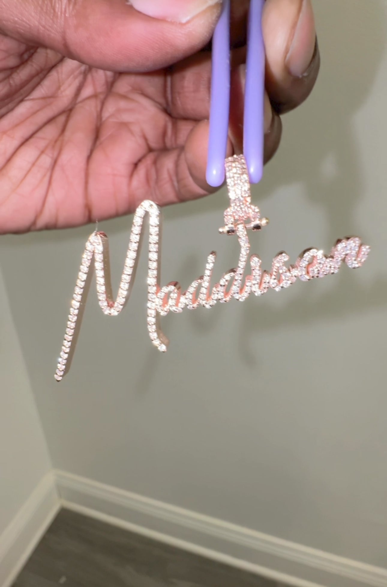 Natural Diamond & Gold Name Pendant