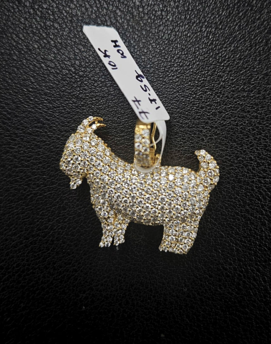 10K Yellow Gold GOAT Pendant – 2.81ct Natural Diamonds