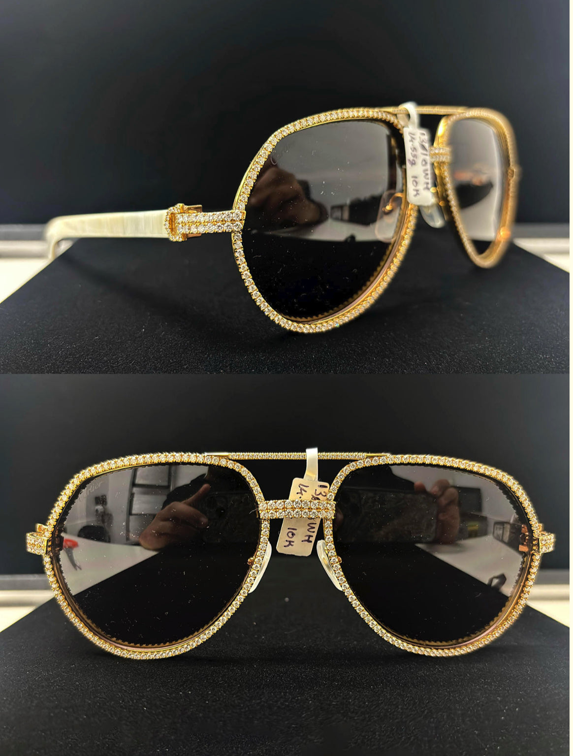 White & Gold Cartier Aviator Buffs + 10K Gold With 5.86CT VS Diamonds
