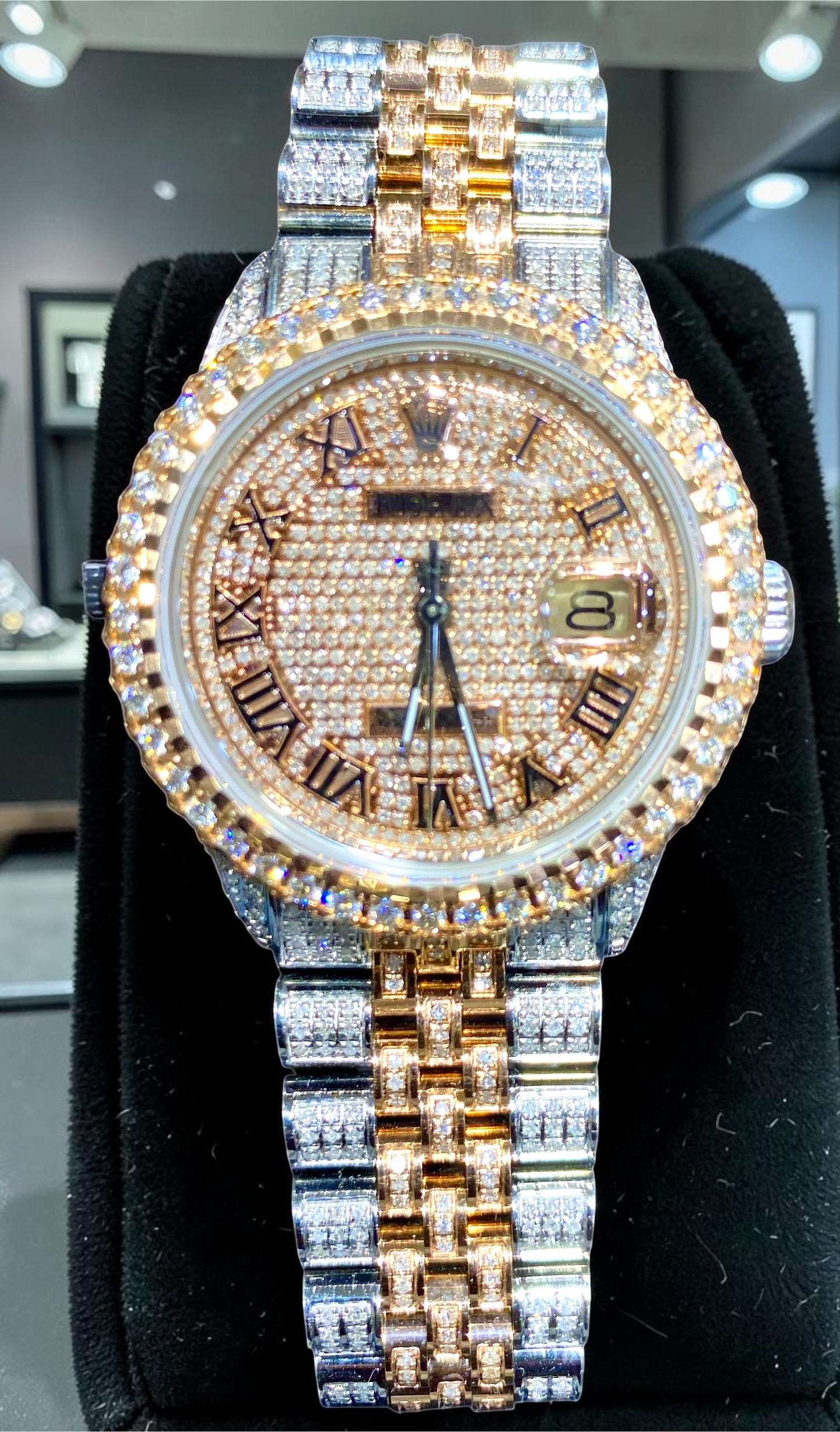 Custom Iced Rolex Datejust 36mm Two-Tone Jubilee Bracelet – Diamond Bezel & Dial | Luxury Watch