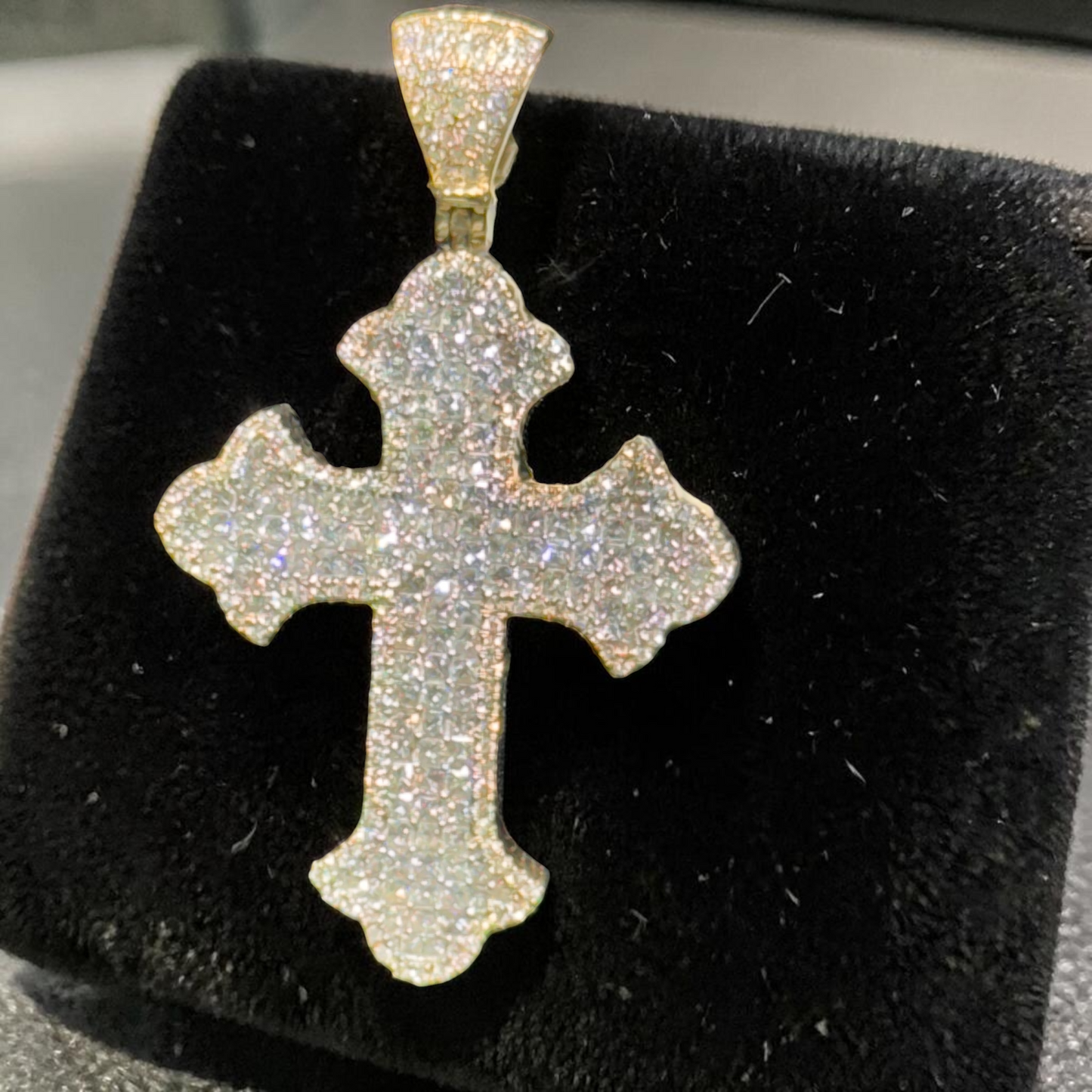 14K Yellow Gold Diamond Cross Pendant – 2.45 CT