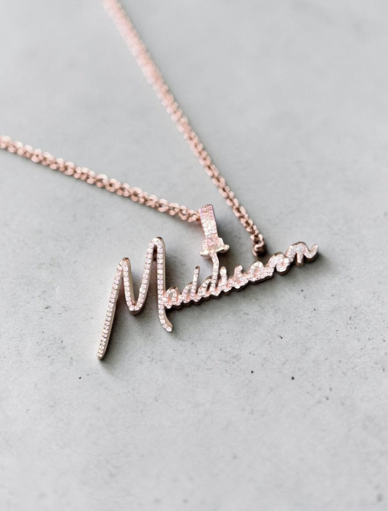 Natural Diamond & Gold Name Pendant