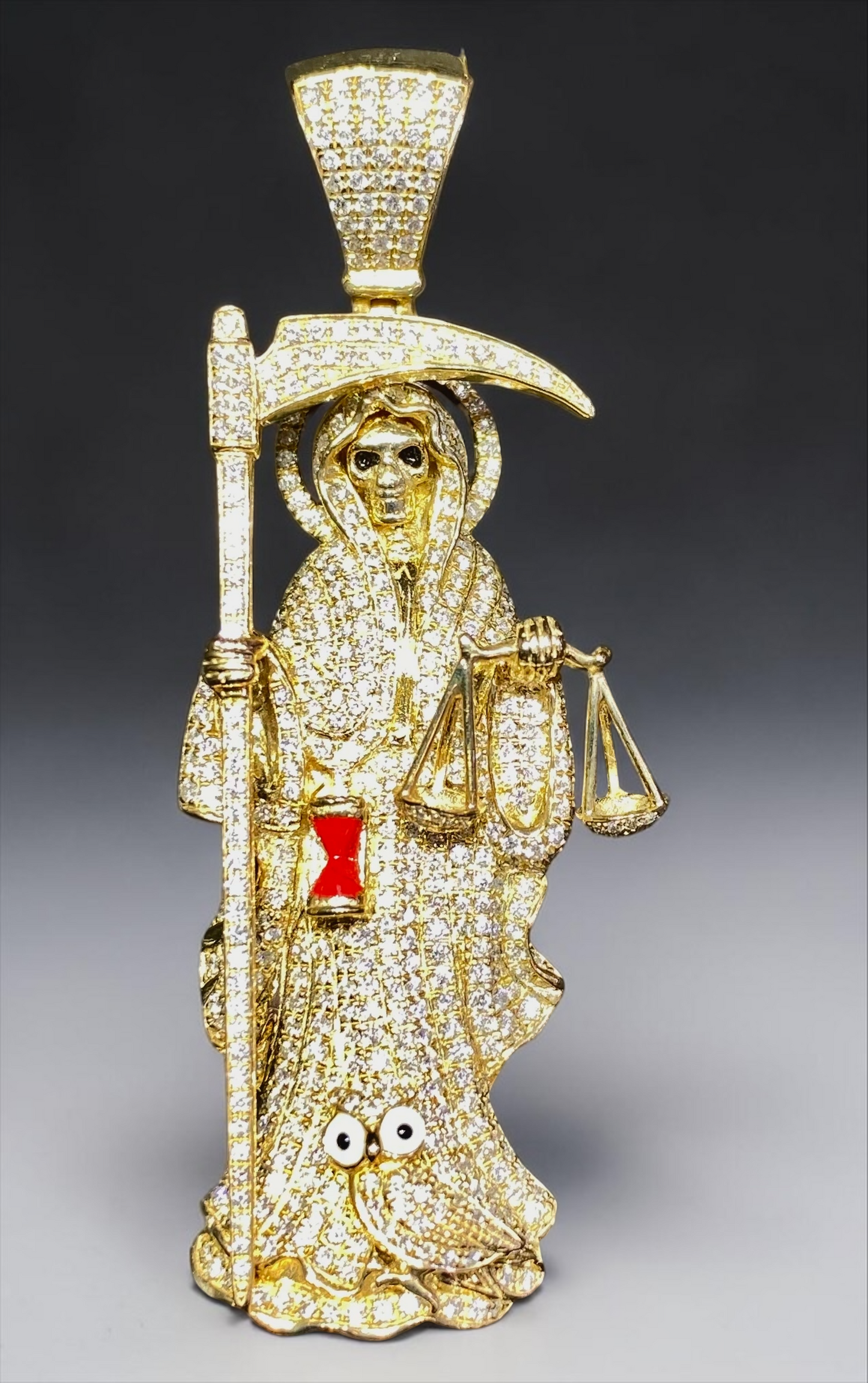 Diamond Grim Reaper Pendant – Approx. 2.35 CTW – Yellow Gold – Iced Out Bail