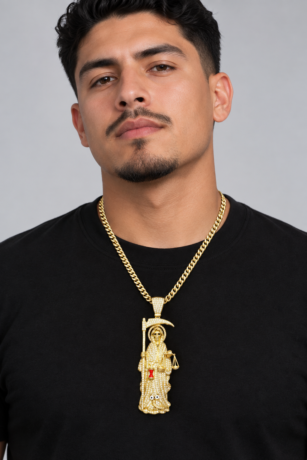 Natural Diamond Grim Reaper Pendant – Yellow Gold