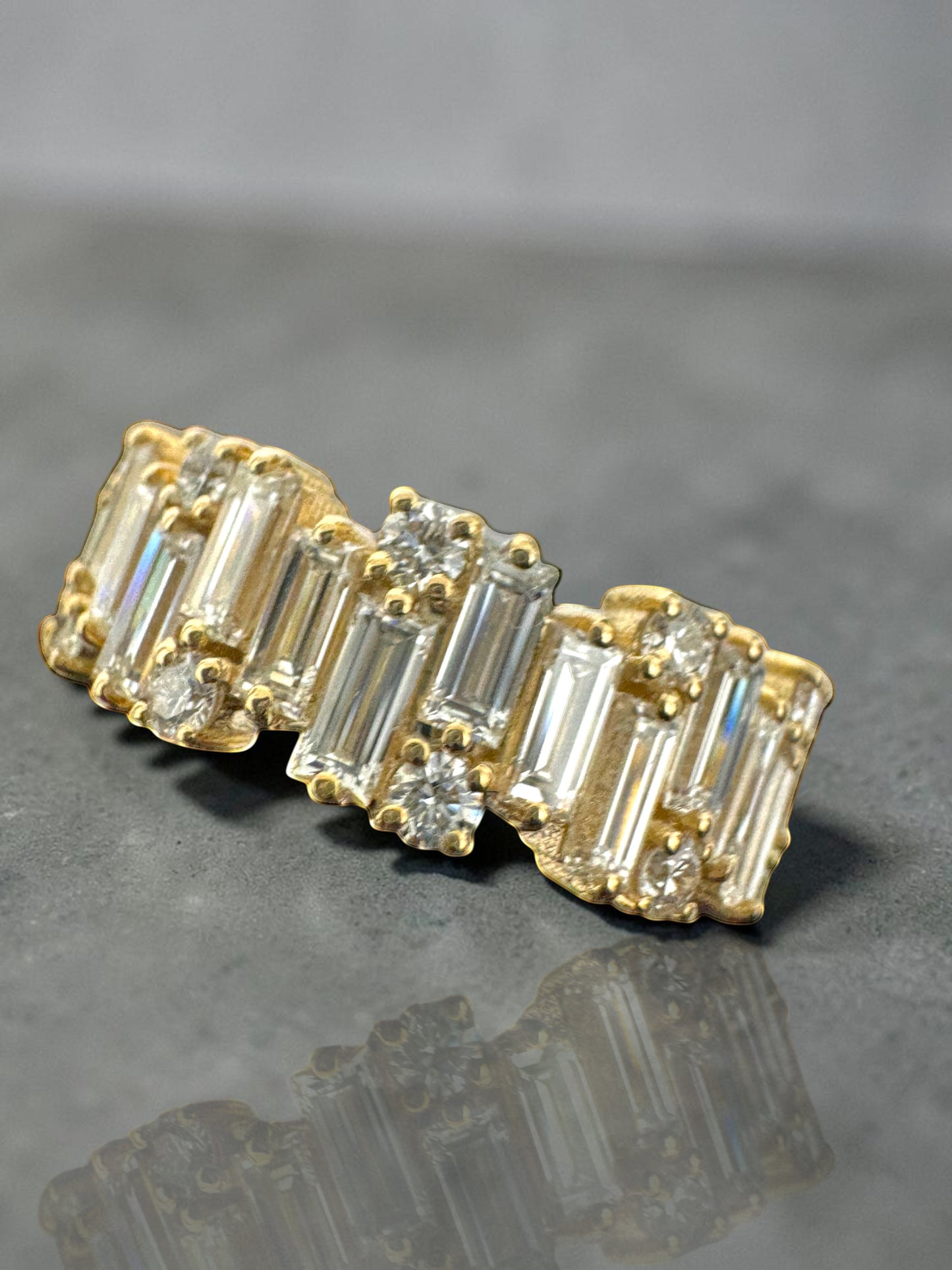 Baguette & Round Diamond” Lazo Semi Eternity Band
