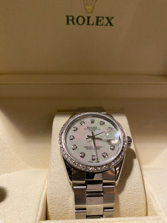 Rolex Datejust 34mm Diamond Bezel Mother of Pearl Dial