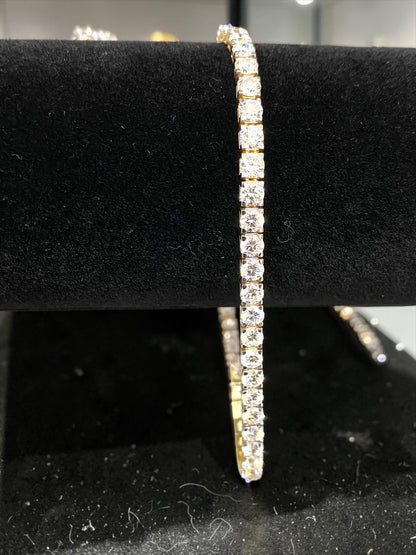 Lab Diamond 7.5” 7.02 Carat 14K Yellow Gold Tennis Bracelet – 7.88 Grams