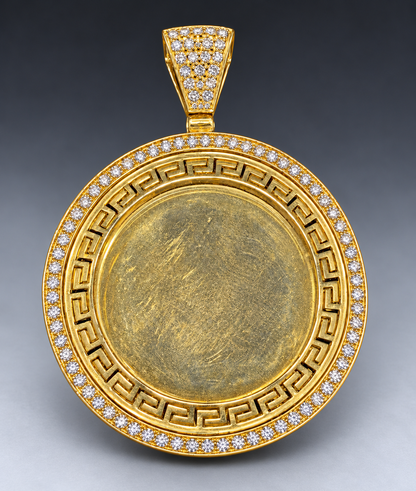 14K Yellow Gold Diamond Bezel Memory Pendant – Aztec Key Frame