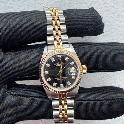Women’s Rolex 26MM Datejust Two-Tone (Stainless Steel & 18K Yellow Gold) with a factory diamond hour-marker dial