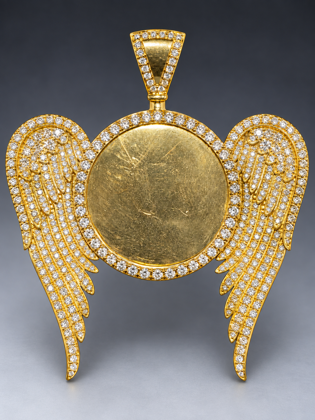 10K Yellow Gold Winged Memory Pendant Natural Diamond Accents