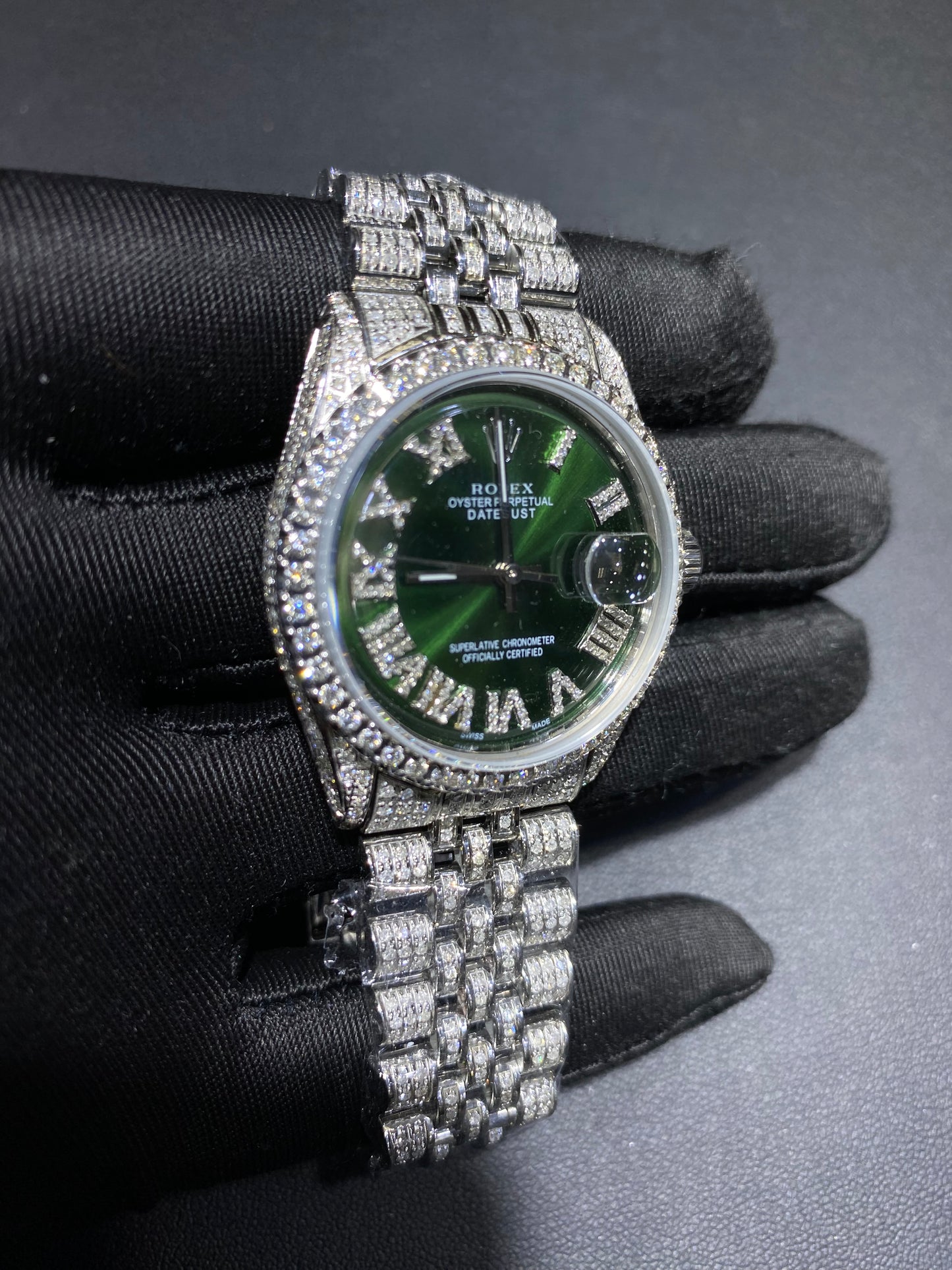Rolex Diamond Datejust Watch – Fully Iced Bracelet & Bezel (Multiple Dial Options)