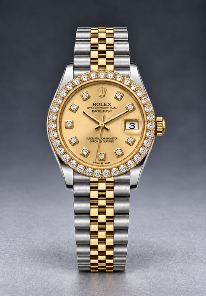 Rolex Datejust 31mm Two-Tone Champagne Dial with Diamond Bezel & Jubilee Bracelet