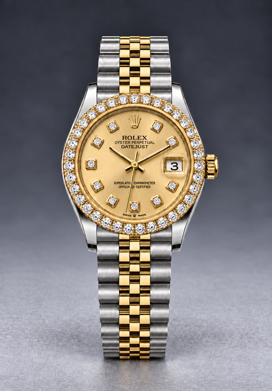 Rolex Datejust 31mm Two-Tone Champagne Dial with Diamond Bezel & Jubilee Bracelet