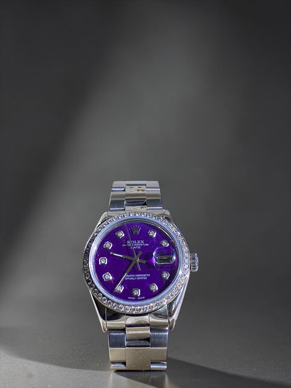 Rolex Datejust 34mm Diamond Bezel Purple Mother of Pearl Dial
