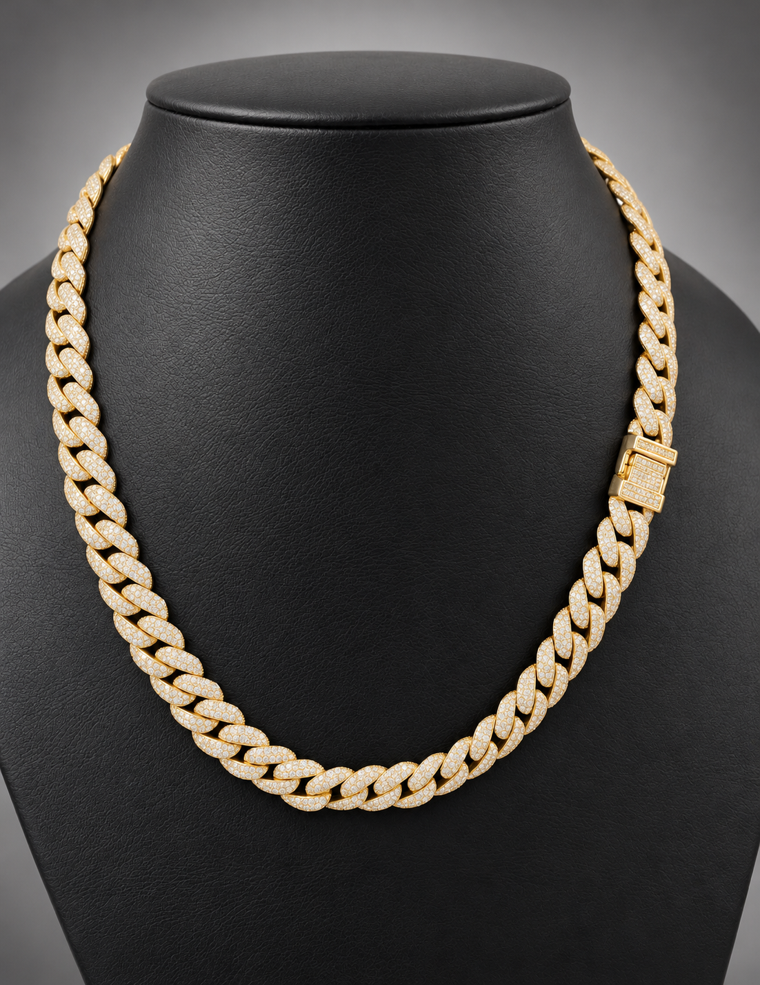Natural Diamond Cuban Link Chain – Approx. 18.00 CTW – 14K Yellow Gold 20 Inches