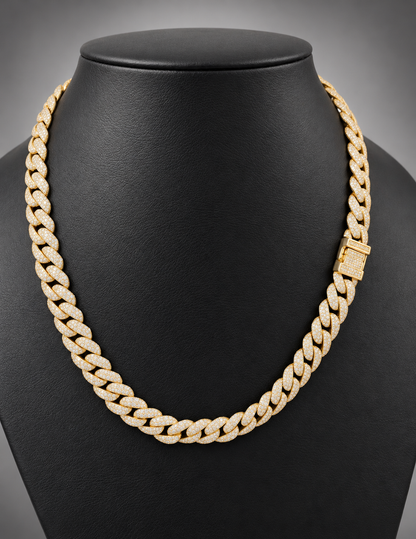 Natural Diamond Cuban Link Chain – Approx. 18.00 CTW – 14K Yellow Gold 20 Inches
