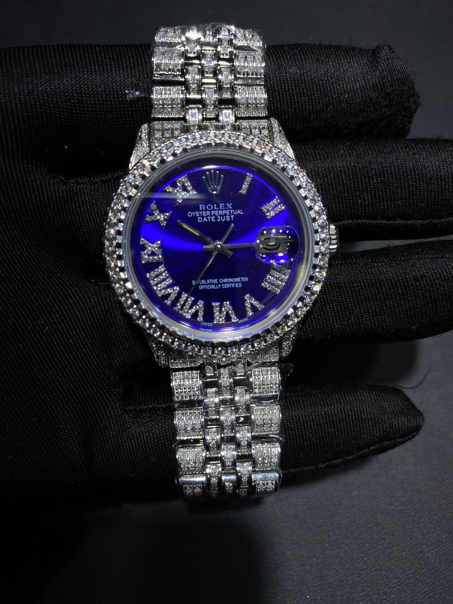 Rolex Diamond Datejust Watch – Fully Iced Bracelet & Bezel (Multiple Dial Options)