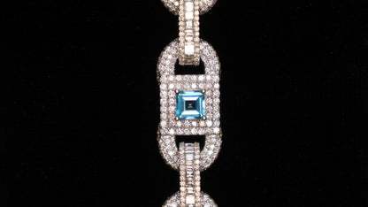 10K White Gold Gucci Link Chain – 30CT Natural Diamonds
