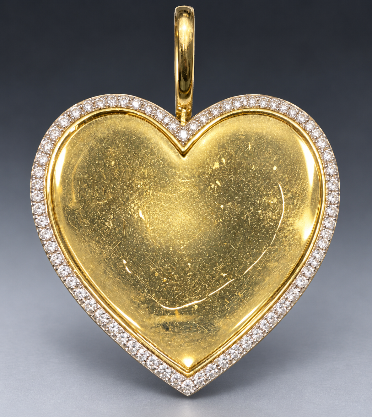 10K Yellow Gold Heart Memory Pendant with Diamond Bezel – Custom Photo Insert Keepsake