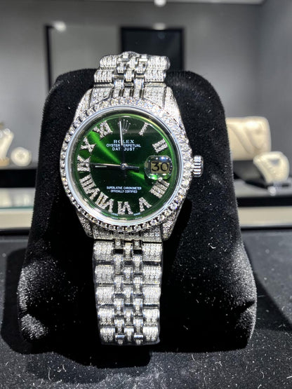 Rolex Diamond Datejust Watch – Fully Iced Bracelet & Bezel (Multiple Dial Options)