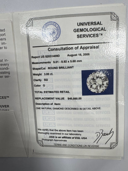 4.20ct Natural Round Brilliant Diamond Engagement Ring | G Color SI2 | EGL Certified | Split Shank Halo Setting