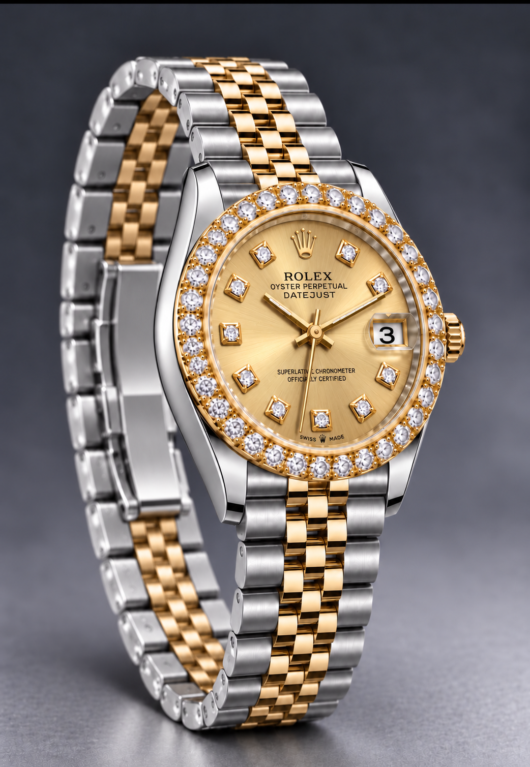Rolex Datejust 31mm Two-Tone Champagne Dial with Diamond Bezel & Jubilee Bracelet