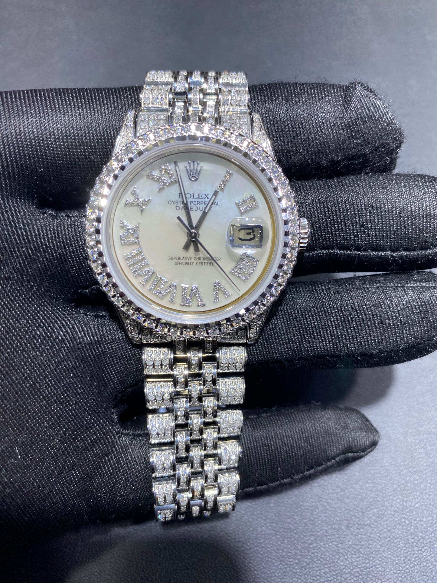Rolex Diamond Datejust Watch – Fully Iced Bracelet & Bezel (Multiple Dial Options)
