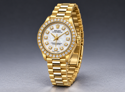 18K Yellow Gold Rolex Datejust 26MM – Mother of Pearl Dial | Diamond Bezel