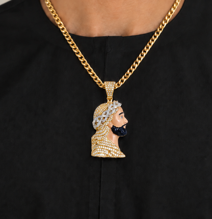 2” 14K Yellow Gold Heavyweight Jesus Pendant – Diamond-Set Crown & Halo