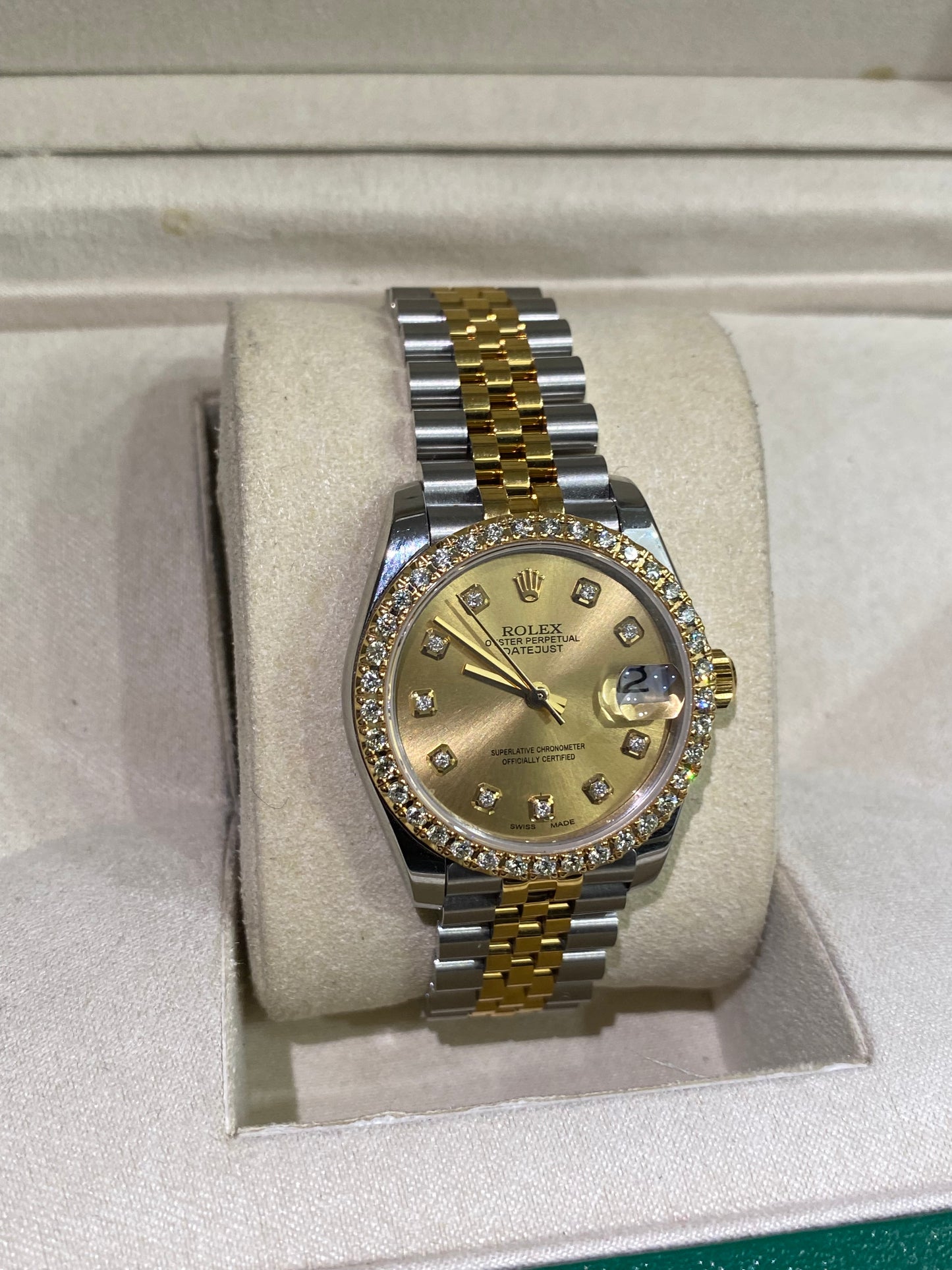 Rolex Datejust 31mm Two-Tone Champagne Dial with Diamond Bezel & Jubilee Bracelet