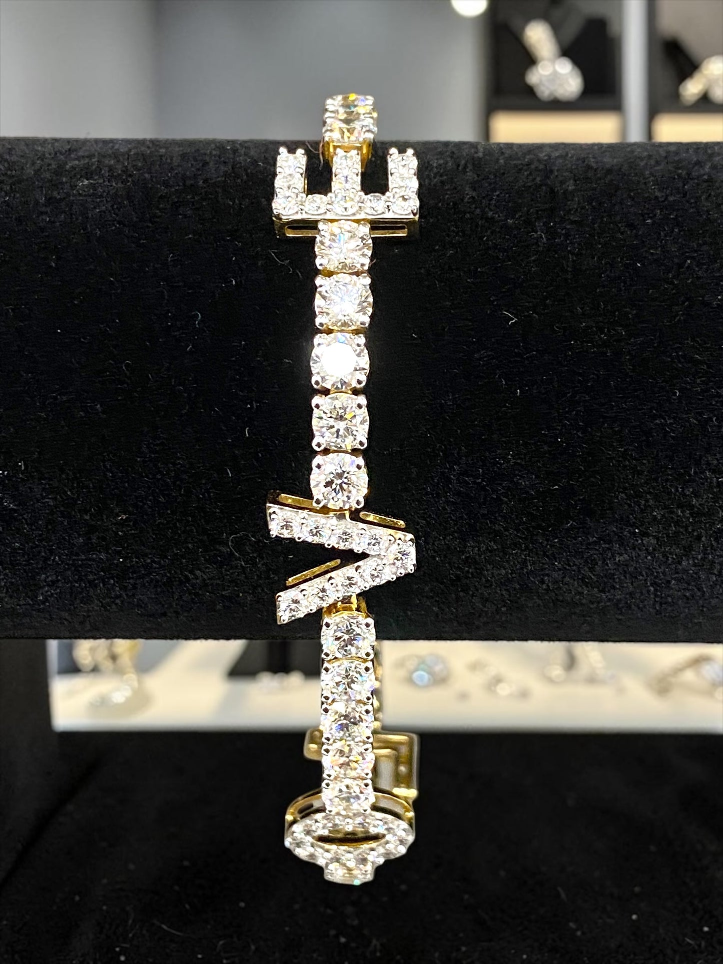 11.70 Carat VS1 Lab Diamond “LOVE” Tennis Bracelet – 7.5” | 14K White Gold Plated 925 Silver | 14.40 Grams
